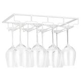 4-Slot Wine Glass Rack Holder Hanging Under Cabinet Stemware Storage Hanger for Kitchen Bar White