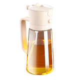 470ml 2-in-1 Oil Sprayer Bottle for Cooking Glass Oil Dispenser Bottle for Kitchen Beige