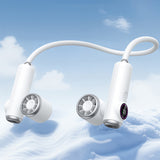 Easy Attached Detachable Fan Neck Handheld Dual 2000mAh Battery White