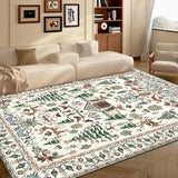 Christmas Crystal Velvet Area Rug Vintage Non Slip Living Room Style 2