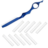 Hair thinning Razor Hairdressing Thinning Shaper Comb Styling Razor / 10 Blades Blue