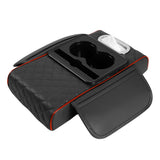 Car Armrest Cushion Organizer with Cup Holder Multi-Functional Center Console Pad Black Red