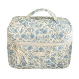 Large Travel Make Up Organizer Bag Floral Cute Cosmetic Bag for Women Girls Aesthetic Toiletry Bag Blue