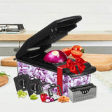 Vegetable Chopper with Container for Salad Prep Black