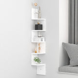 5 Tier Corner Zigzag DVD CD Storage Shelf Wall Mount Display Rack White