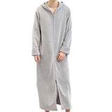 Unisex Bathrobe for Womens Flannel Fleece Robes Winter Warm Housecoat Nightgown Sleepwear Grey