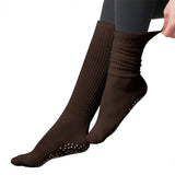 2 Pair Non-Slip Grip Socks for Yoga & Pilates Coffee Brown