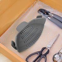 Clip-On Silicone Kitchen Strainer – For Pasta  Noodles  Vegetables  Fruit Gray