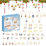 Christmas Advent Calendar Jewelry Set Earrings Rings Necklaces Keychains Blue