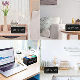 Dimmable Digital Alarm Clock with Wireless Charger Station for Home Office Black