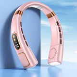 Neck Air Conditioner Wearable Personal Fan with Cooling Plate and Adjustable Airflow Pink
