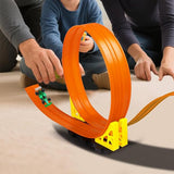 4M Flexible Race Track Toy DIY Bendable Ramp with Suction Cups Roll-Up Car Track Set Orange