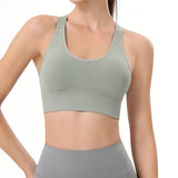 Adjustable Sports Bras Wide Strap Design for Running and Gym Fitness Green