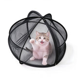 Foldable Mesh Pet Playpen Tent Pop Up Zipper for Outdoor Cats Black