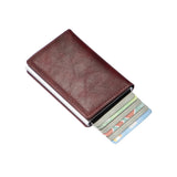 PU Leather Credit Card Holder Men's Money Cash Wallet Clip RFID Blocking Purse Dark Brown