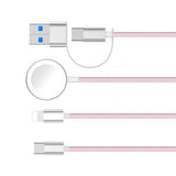 3 in 2 USB C Cable for Apple Watch Multiple Devices Charger iPhone Charger Pink
