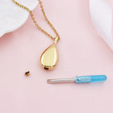 Stainless Steel Teardrop Cremation Pendant – Keepsake Memorial Necklace Gold