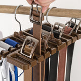 2Pcs Belt and Tie Hangers for Closet Organizer with 20 Hooks Brown