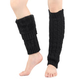 Women Knit Leg Warmers Winter Warm Long Boot Socks Black