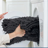 Chenille Bathroom Rug Mat with Non Slip Rubber Backing for Home Decor Grey