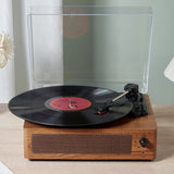 Portable Retro Bluetooth Vinyl Record Player with Built-in Speakers Walnut