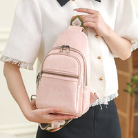 Women Sling Bag PU Leather Crossbody Bag Shoulder Bag Pink