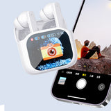 Wireless Bluetooth 5.4 AI Translation Earbuds with LCD Touchscreen 150-Language Real-Time Translation White