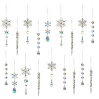 18PCS Hanging Acrylic Snowflake & Icicle Ornaments for Christmas Tree Decor Mixed Color