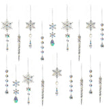 18PCS Hanging Acrylic Snowflake & Icicle Ornaments for Christmas Tree Decor Mixed Color