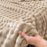 Soft Fleece Bubble Blanket for Sofa Bed Home Decor Khaki