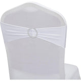 30PCS Elastic Chair Sashes Bows with Buckle Spandex Chair Bands for Weddings Parties Meetings White