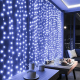 Solar Fairy Curtain Lights – Christmas Hanging String Lights for Window Backdrop  White