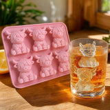 2 PCS 6 Cavity Silicone Highland Cow Ice Cube Molds Pink