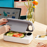 900ml Electric Heated Lunch Box Stainless Steel for Work School Grey