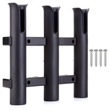 3-Tube Fishing Rod Holder Bracket Rack for Boats Garage and Cooler Black