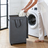 65L Slim Laundry Basket Narrow Laundry Hamper with Handles for Laundry Room Gray