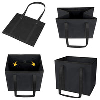 3Pcs Reusable Grocery Bag Non-Woven Shopping Tote Bag with Handles Black