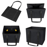 3Pcs Reusable Grocery Bag Non-Woven Shopping Tote Bag with Handles Black