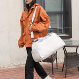 Gym Duffle Bag Travel Weekender Bag with Shoe Compartment Beige
