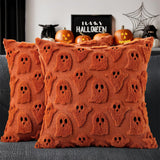 Halloween Ghost Decorative Pillow Cover Cute with Zipper for Home Office Orange