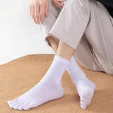 5 Pairs of Mens Breathable Five Toe Socks White