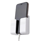 2 Pack Wall Mount Phone Holder No-Drill Phone Space-Saving Stand with Adhesive Backing for Home Dorm Apartment RV White