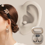 Wireless Bluetooth Small Headphone  Mini Invisible Earbuds with Charging Case for Sleep Work Sports Beige