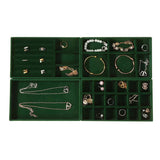 4pcs Stackable Jewelry Organizer Boxes Set for Earrings Rings Necklaces Bracelets Green