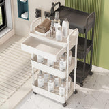 3 Tier Rolling Utility Cart Organizer with Removable Drawer for Bathroom Kitchen White