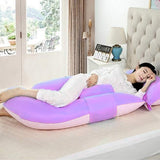 G-shape Pregnancy Pillows for Sleeping Full Body Maternity Support Pillow for Back Legs Belly HIPS Purple and Pink