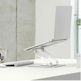 Adjustable Laptop Desktop Stand with 360-Degree Rotating Base Ergonomic Laptop Riser for 10-17in Laptops White