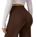 High-Waist Micro Flare Straight Leg Yoga Pants for Workout Brown
