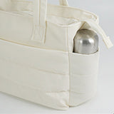 Puffer Tote Bag Quilted Puffy Handbag Lightweight Satchel Bag Beige