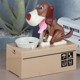 Robotic Eating Dog Electric Coin Bank Toy Fun Money Saving Bank Brown
